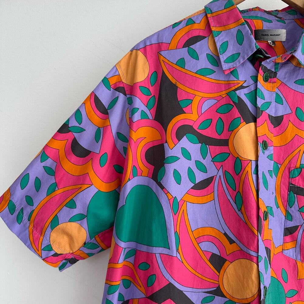 Isabel Marant Shirt Mens XL Psychedelic Disco Funk Groovy Pop Art Miami Vice - Picture 3 of 14